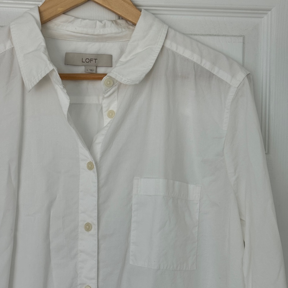LOFT White Button Down Shirt